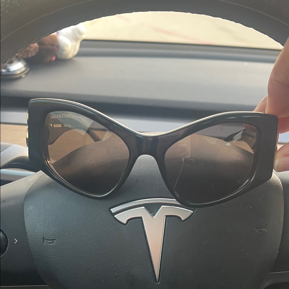 Balenciaga Black Sunglasses with Gold Accents